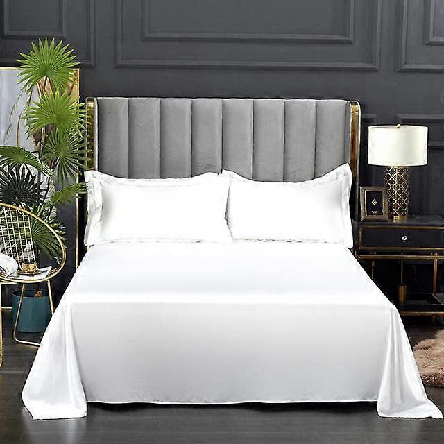 Bed Sheet 1Pc Satin Smooth Flat Bed Sheet For Summer Fabric Double Bedding