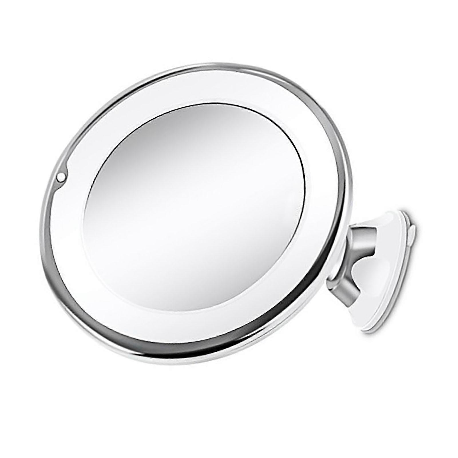 LED Makeup Mirror Round Shape 10X Magnification Suction Cup 360 Degrees Rotation Lighting Mirror