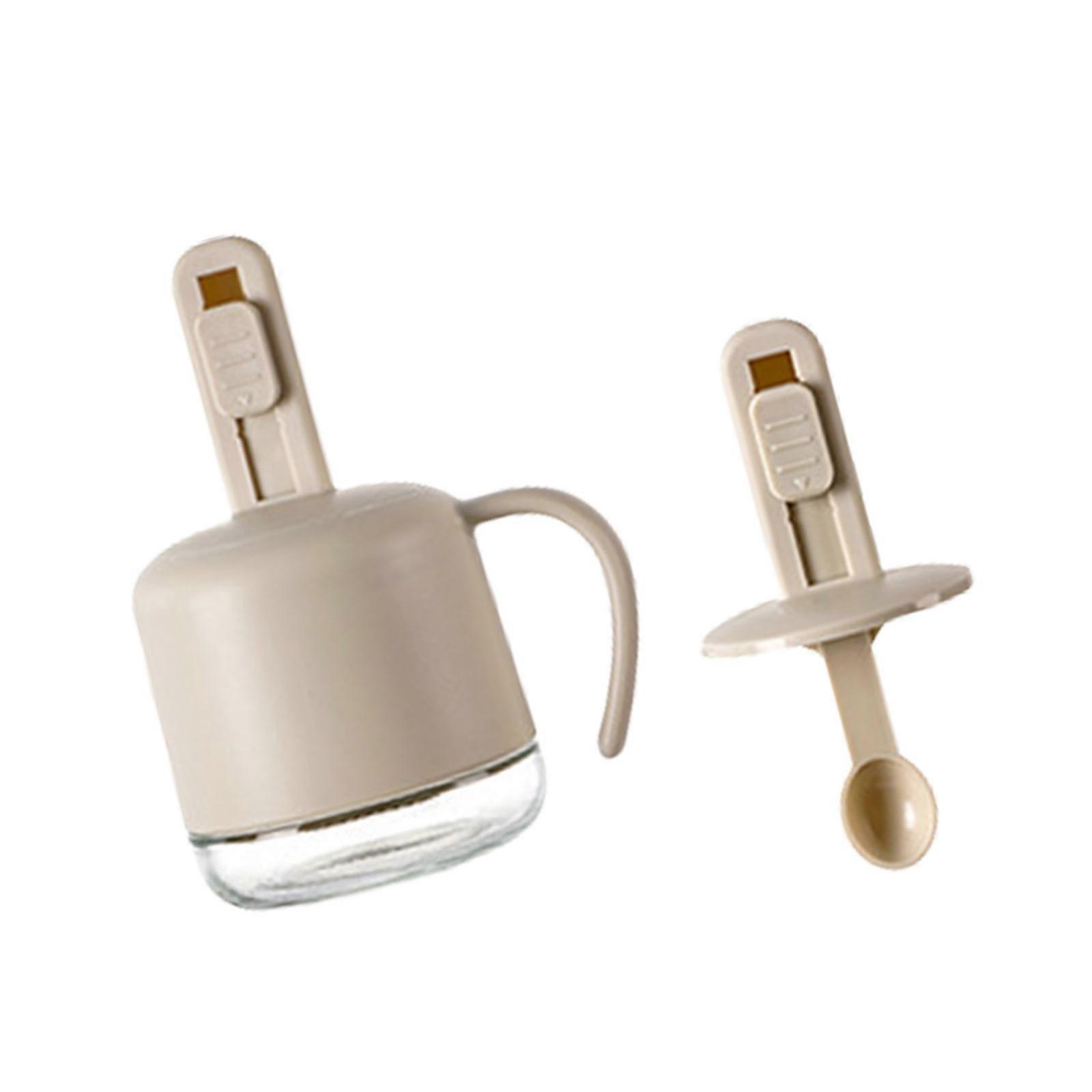 Lot de 2 pots à épices en verre avec cuillère extensible. Pots à épices pratiques pour la cuisine, avec cuillère rétractable multicolore.