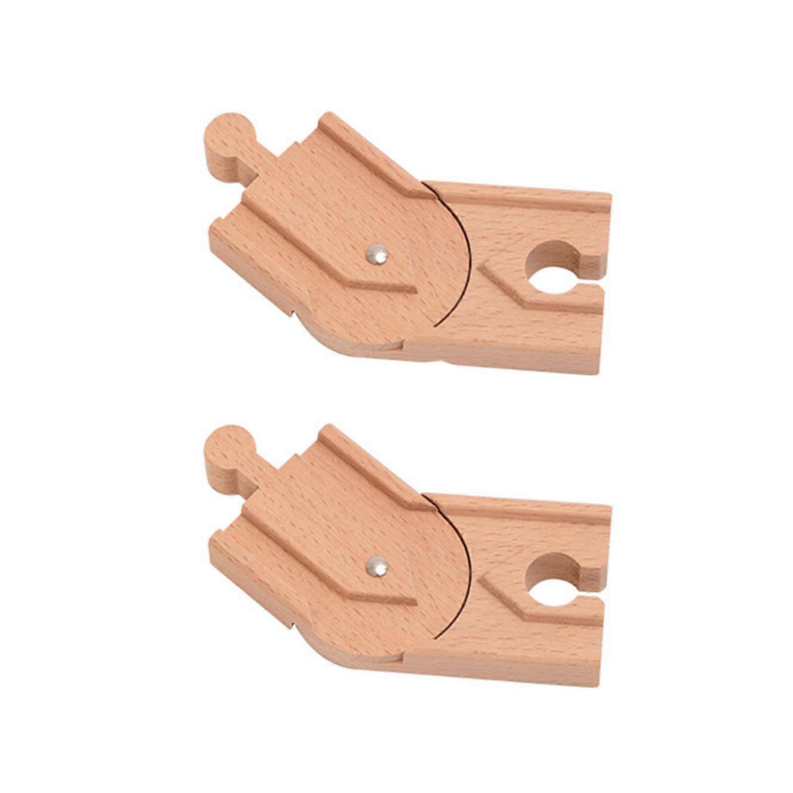 2PCS Wooden Train Track Extensions Creative Building Blocks for Spatial Development and Group Play Multicolor