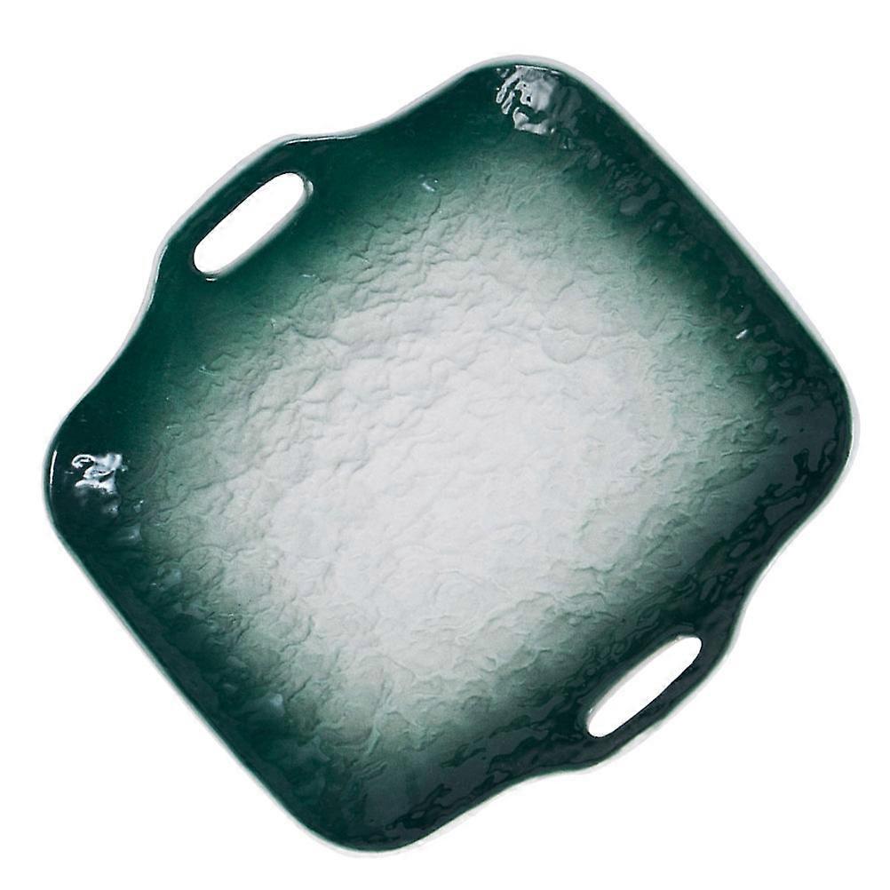 Green Ceramic Dinner Plate Square Baking Pan for Food Serving 1Pcs