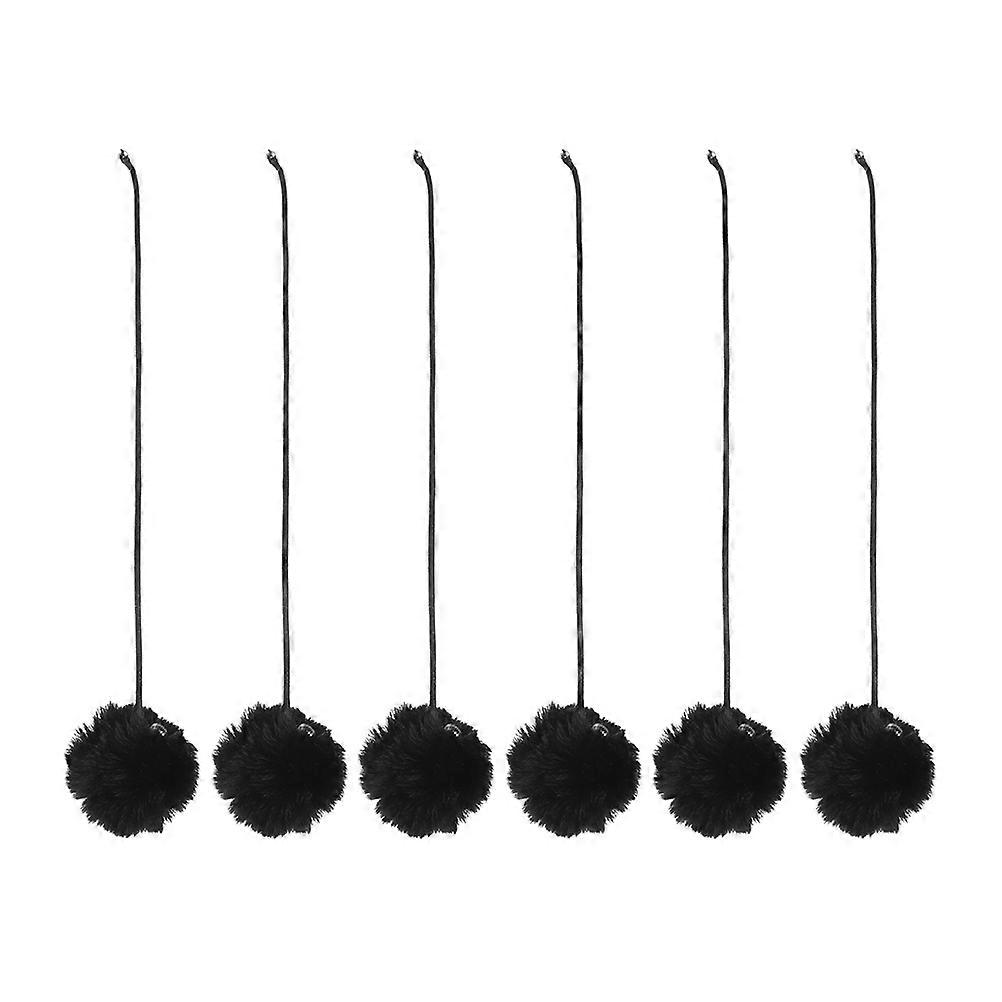 Plush Cat Dangling Toy Replacement Ball for Cat Scratching Post 6Pcs Black