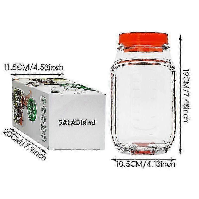 Salad Jar Large Capacity with Side Opening, Portable Meal Prep Container with Spoon for Lunch, Travel, Office