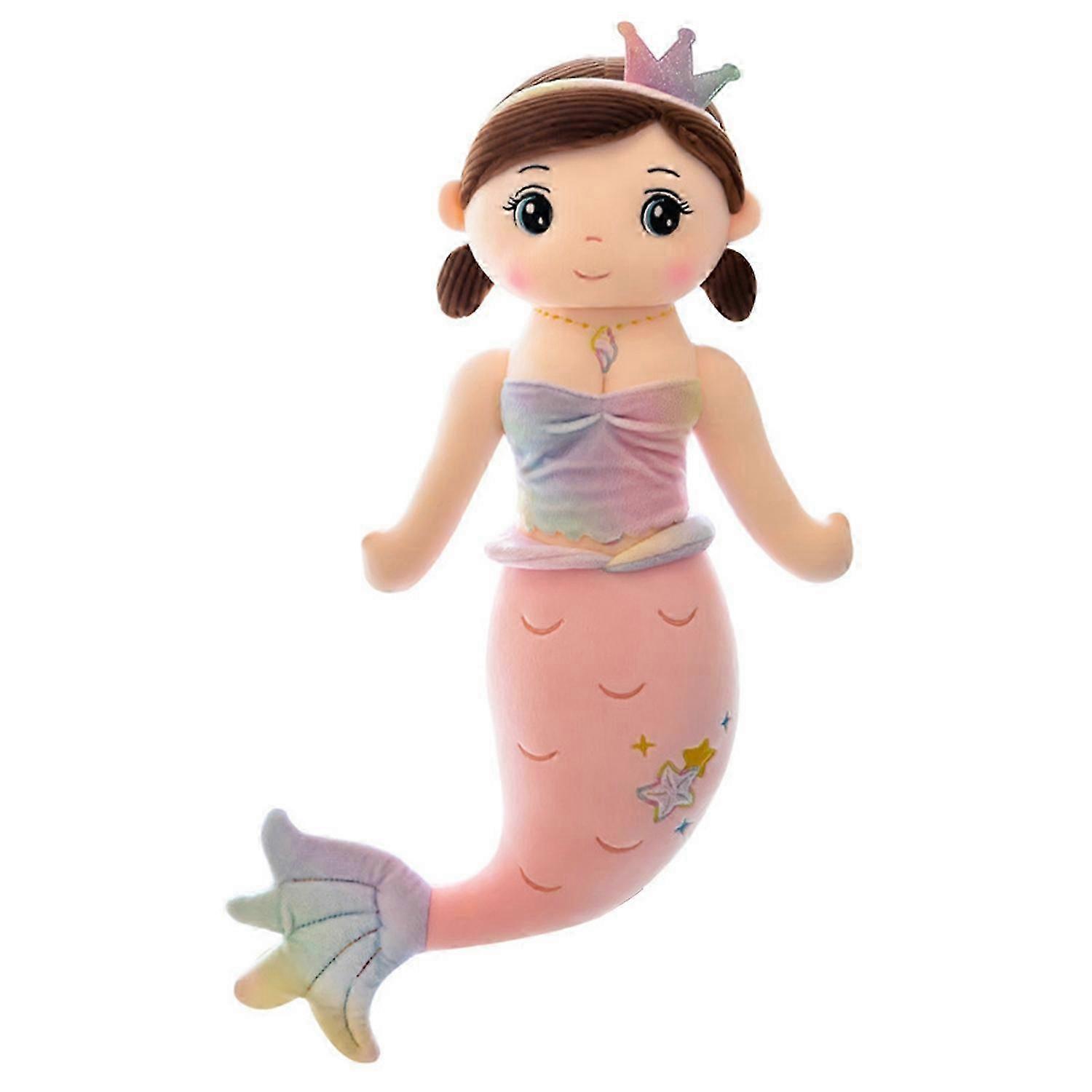 Plush Mermaid Pillow with Crown for Soft Cuddle Companion