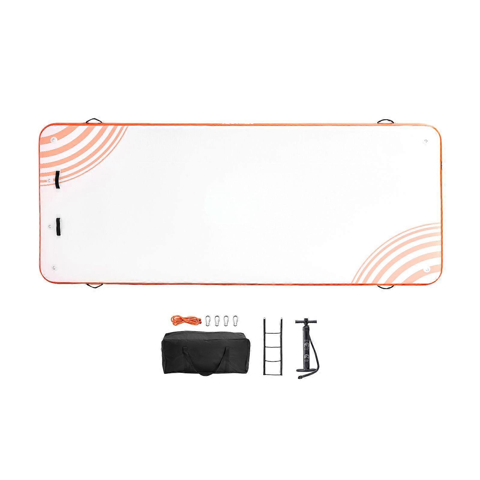 Inflatable Floating Dock, 15 x 6FT Inflatable Dock Platform, Non-Slip Water Floating Dock Mat with Detachable Ladder & Portable Carrying Bag