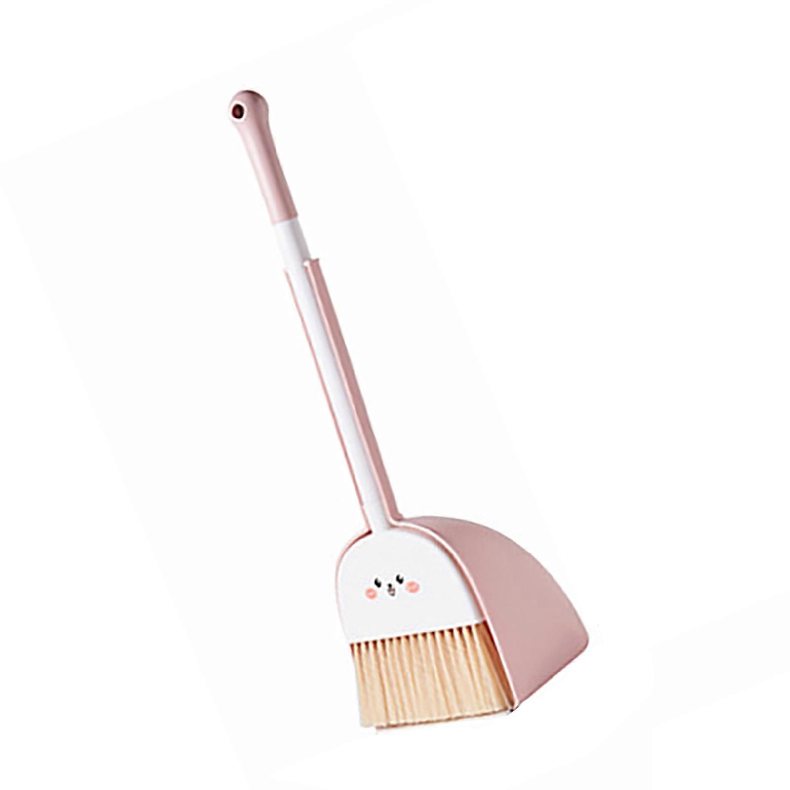 Multipurpose Kids Pretend Play Cleaning Set for Ages 3 to 6 Features Small Brooms and Dustpan Imaginative Playing  Pink