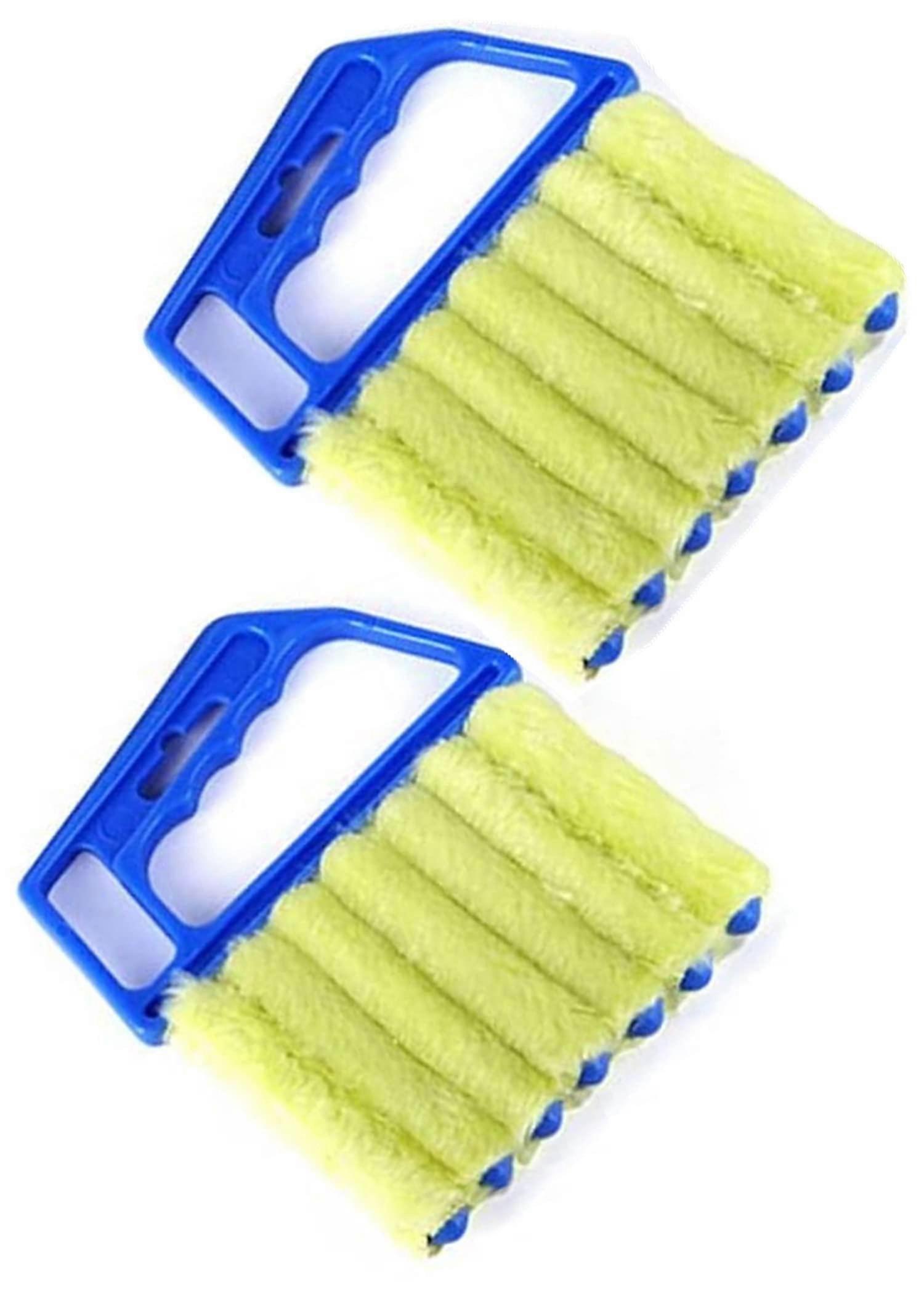 2 Pack Window Blind Cleaner Brush with 7 Washable Cloths for Shutters and Air Conditioner Dust Removal (Blue)