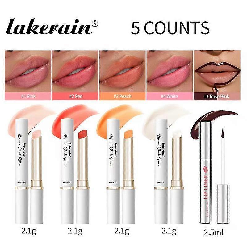 Waterproof Peel-off Lip Liner & PH-reactive Color Changing Lip, 1 Count Long-lasting Smudge-proof Matte Lip Liner & 4 Counts Hydrating & Moi