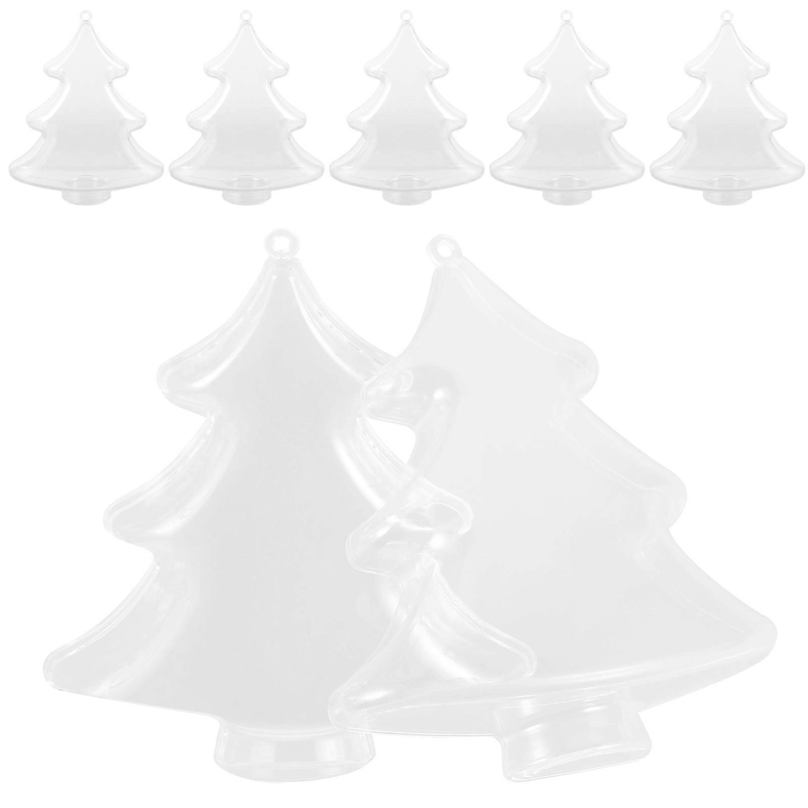 Christmas Transparent Candy Boxes Tree Shape for Storage 6Pcs Party Favors