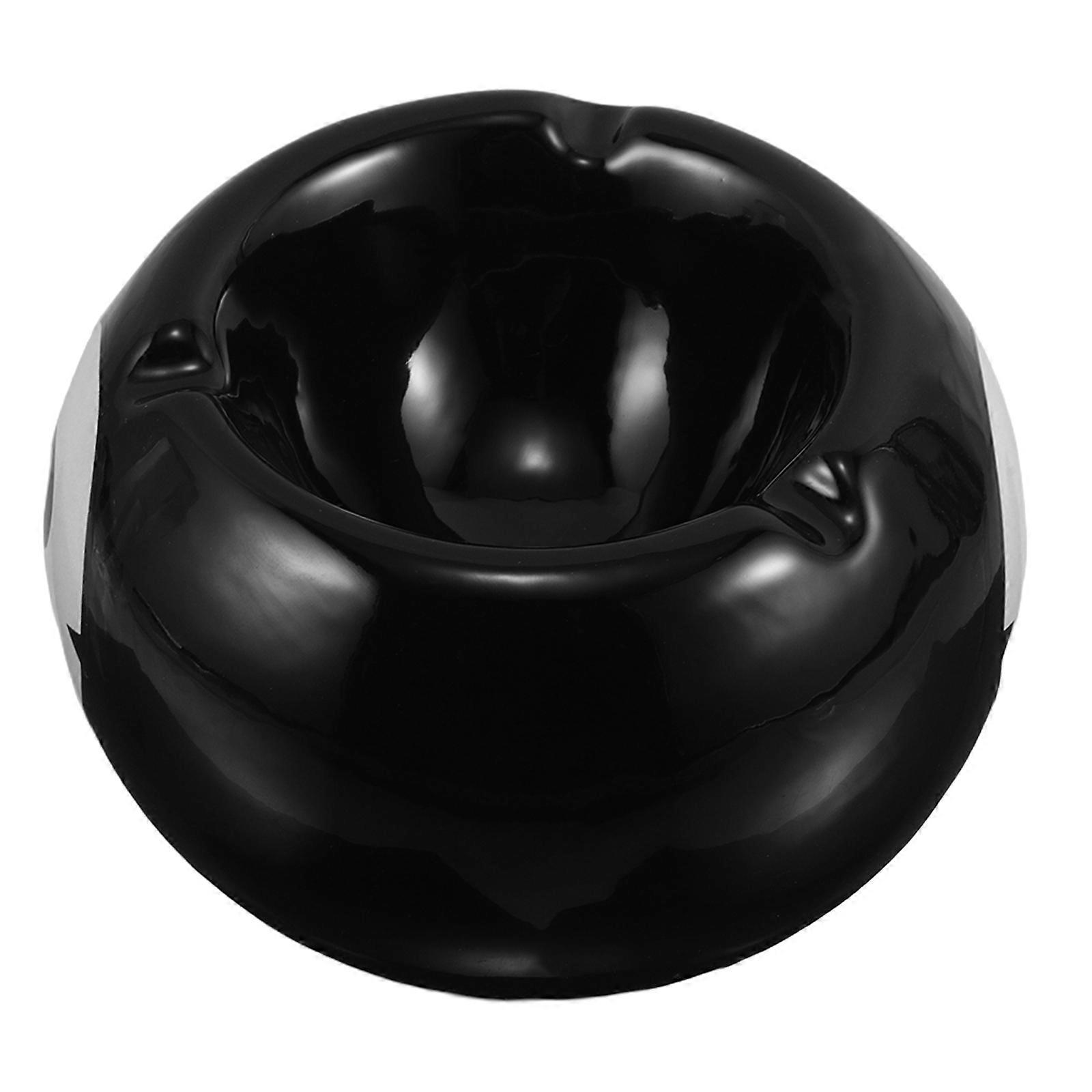 Black Ceramic Billiards Ashtray for Home Use with Small Ashtray