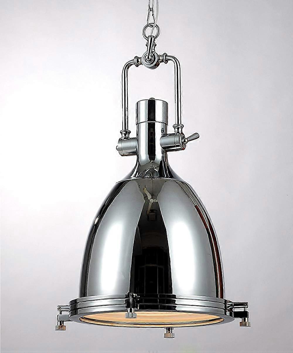 Industrial Nautical Pendant Light Chrome LED with Frosted Diffuser Adjustable for Kitchen Island