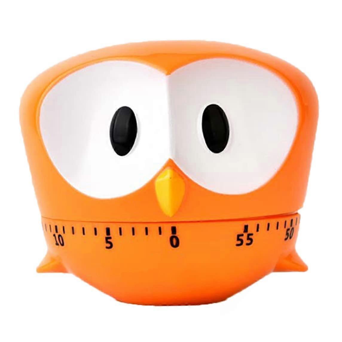 Cute Owl Kitchen Timer 60Minute Mechanical Cooking Countdown Loud Alarm No Battery Orange