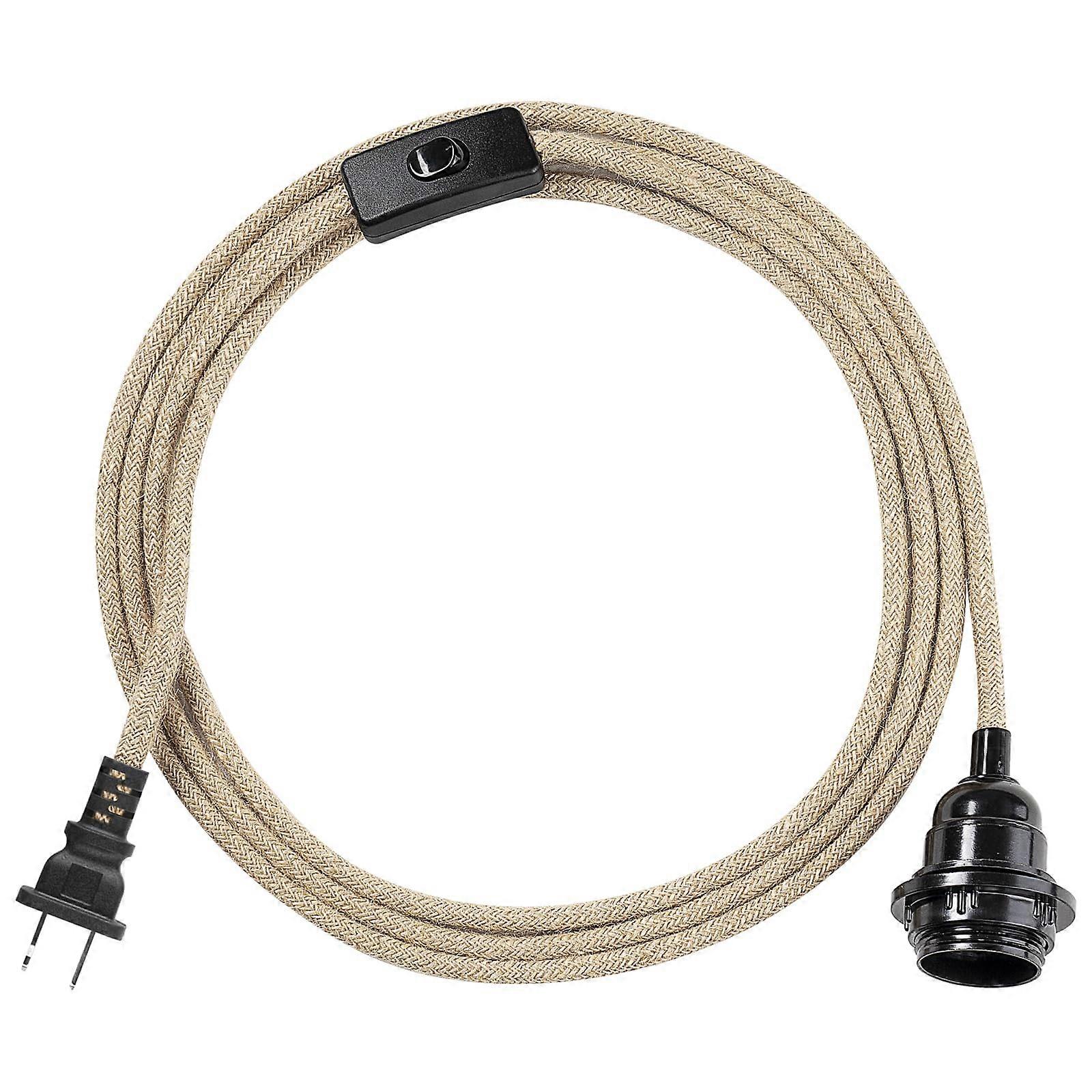 Plug in Pendant Light with Switch, Vintage Hemp Rope E26 Hanging Fixture for Rustic Farmhouse Decor