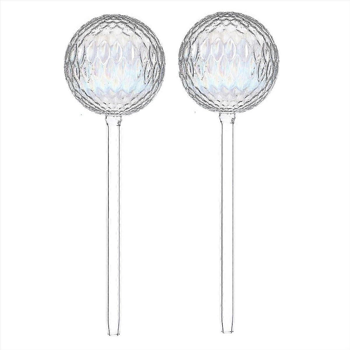 2Pcs Plant Watering Globes, Patterned Glass Rainbow Gradient