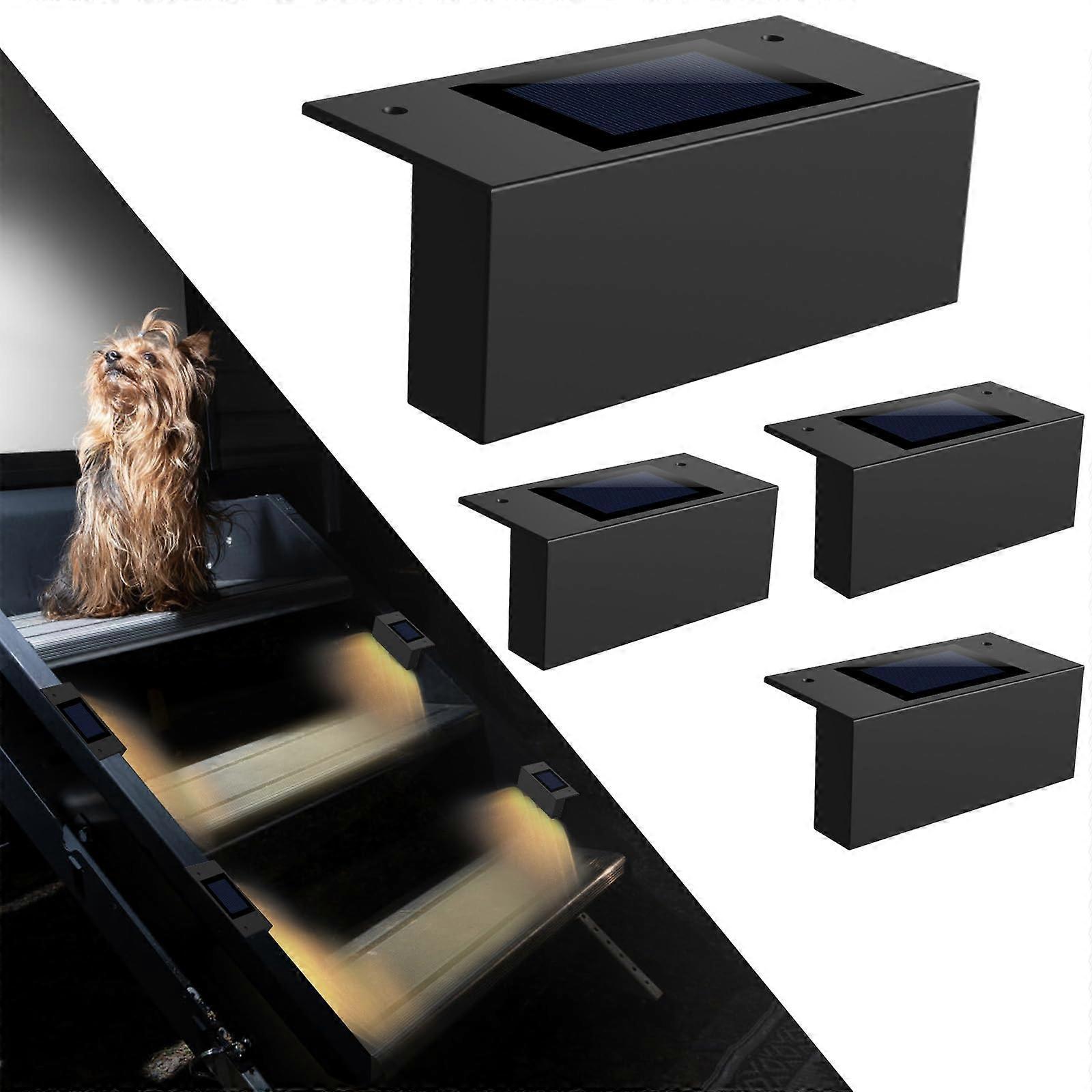 Solar RV Step Lights IP65 Waterproof LED with Magnetic NoDrill Install for Camper Trailer 4 Pack