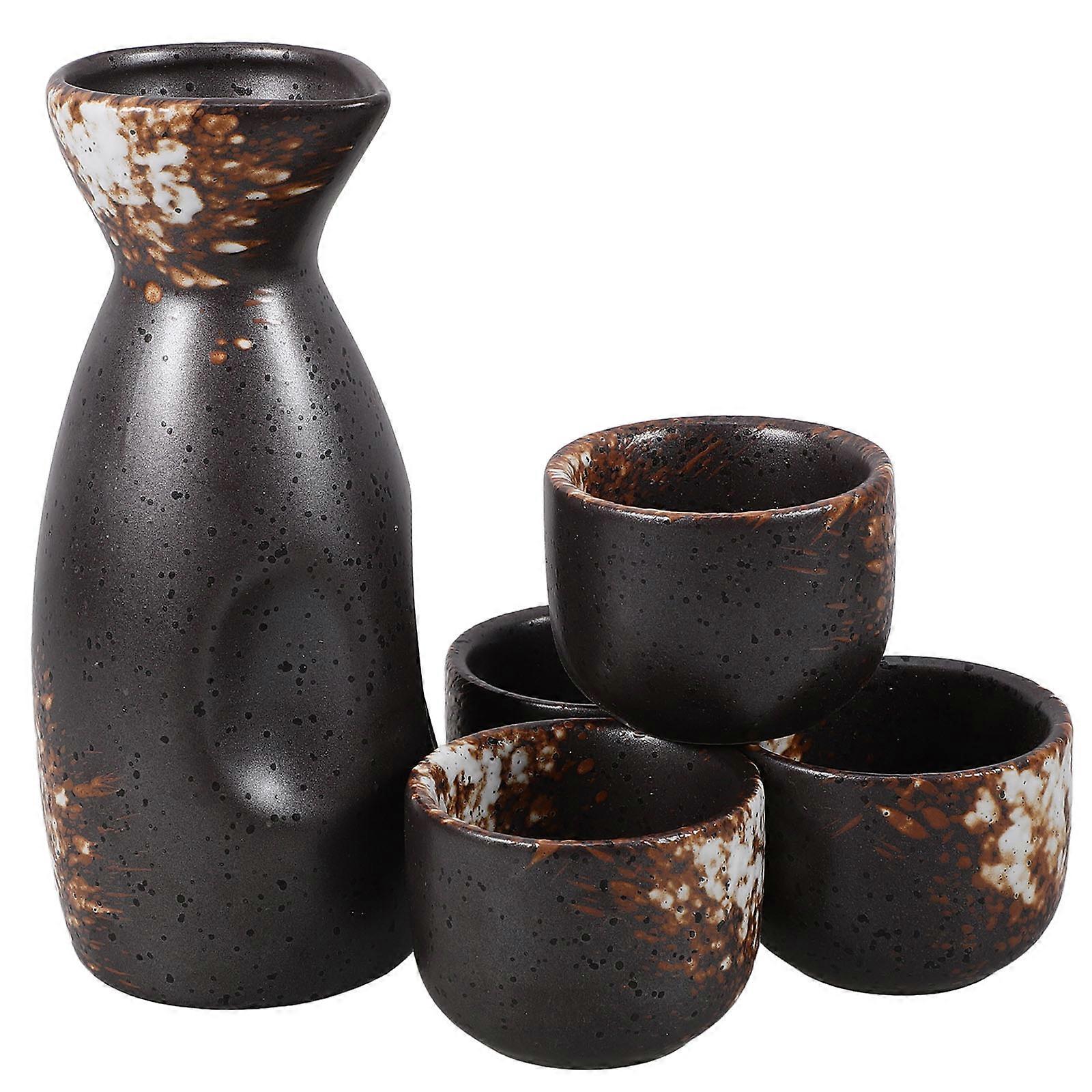 Traditional Japanese Sake Set Ceramic Cups for Serving Wine 1Set