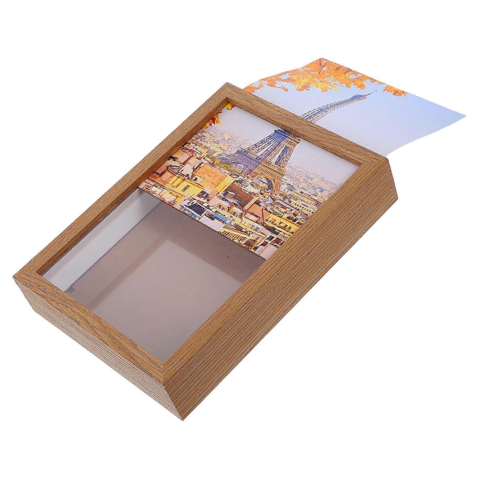 Keepsake Box Wooden Picture Frame Hidden Storage Home Office Decorations Rectangular 1Set