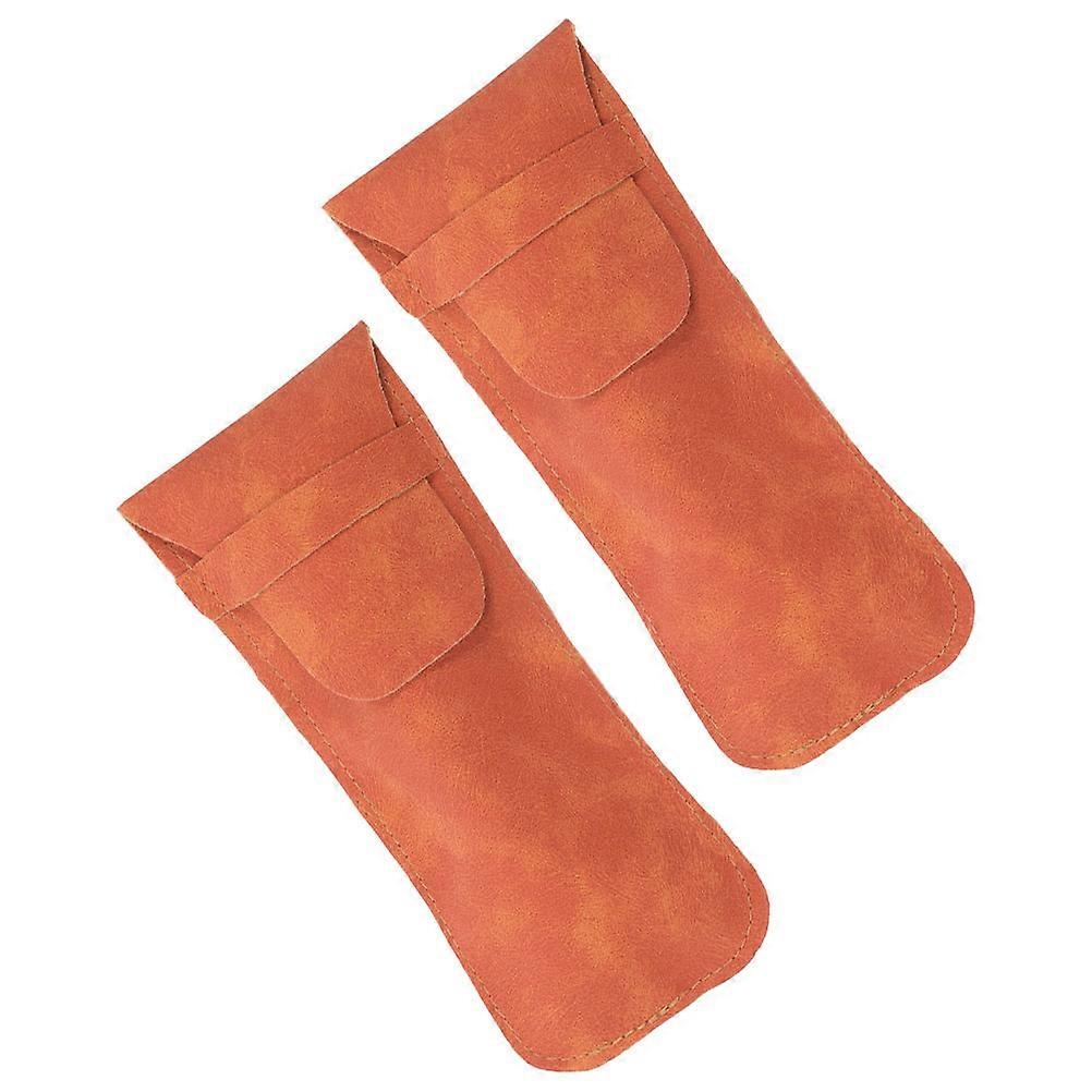 Soft Glasses Case Sunglasses Pouch for Storage Use 2Pcs Brown Material