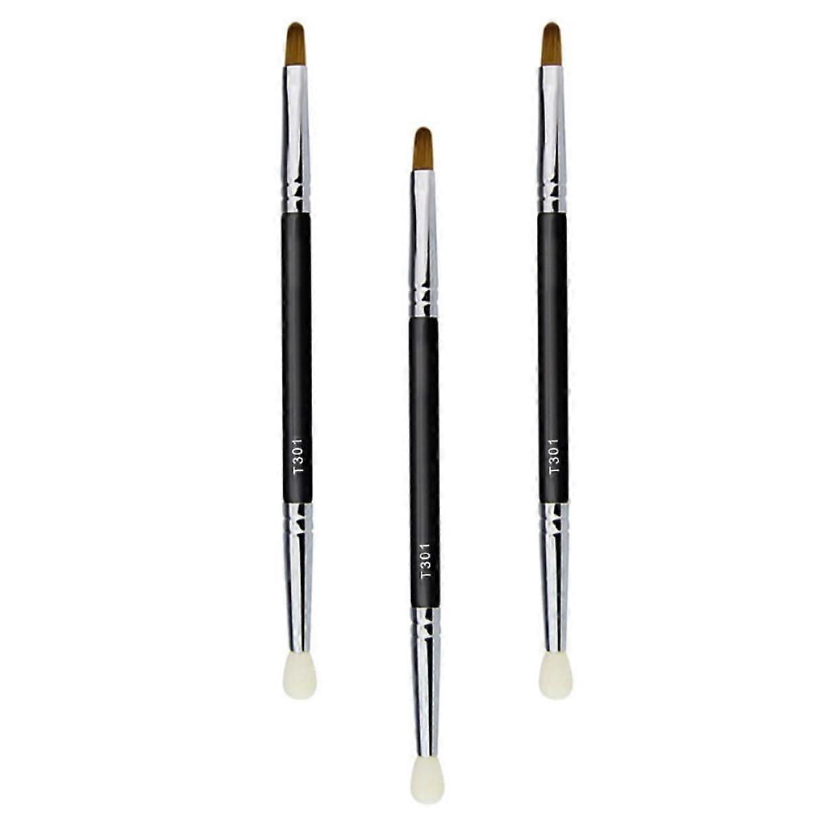 3Pcs Double Head Concealer Brush Set for Precise Makeup with Long Handle and Soft Bristles