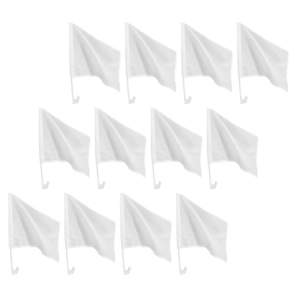 12Pcs Blank Flags Handheld for DIY Car Window Decoration Purpose