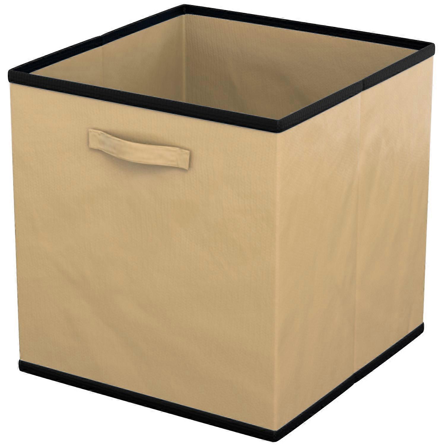 6x Foldable Storage Fabric Box in Beige - Multifunctional collection box to combine with cabinets or shelves