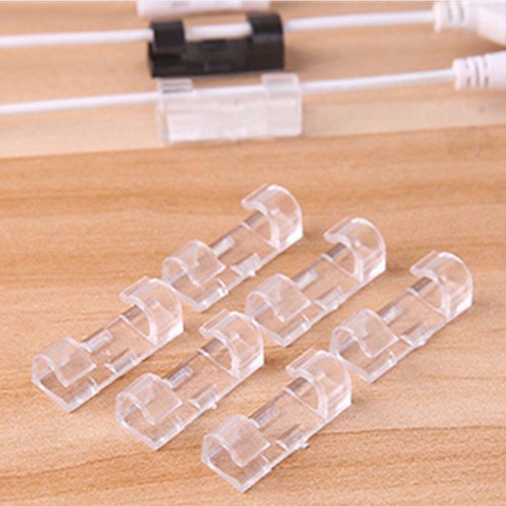 Cable Clips with Strong Adhesive Hold for Wall and Desk Cord Organization, Set of 20 Clear