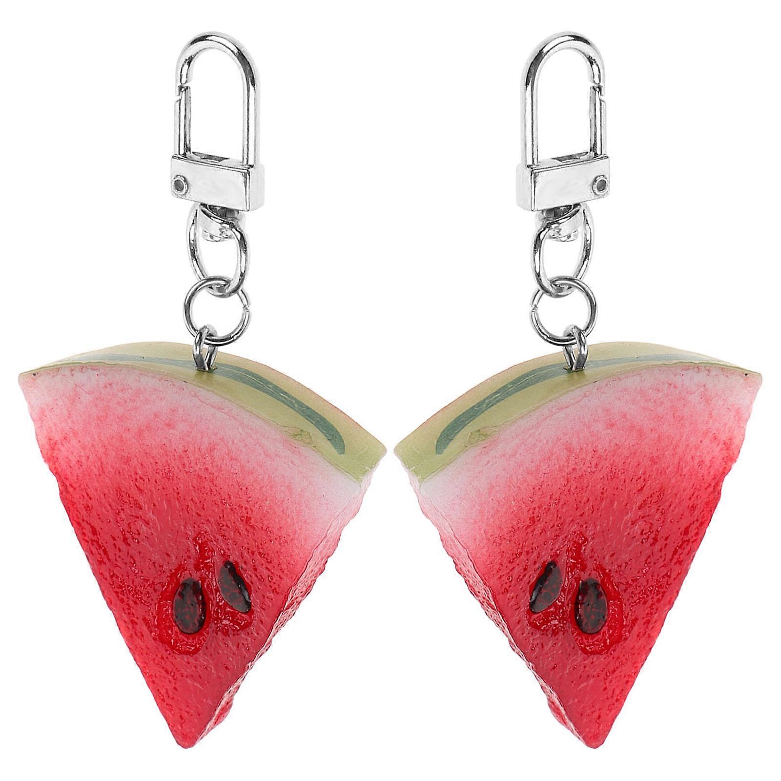 Watermelon Keychain PVC Decorative Bag Pendant Hanging 2Pcs