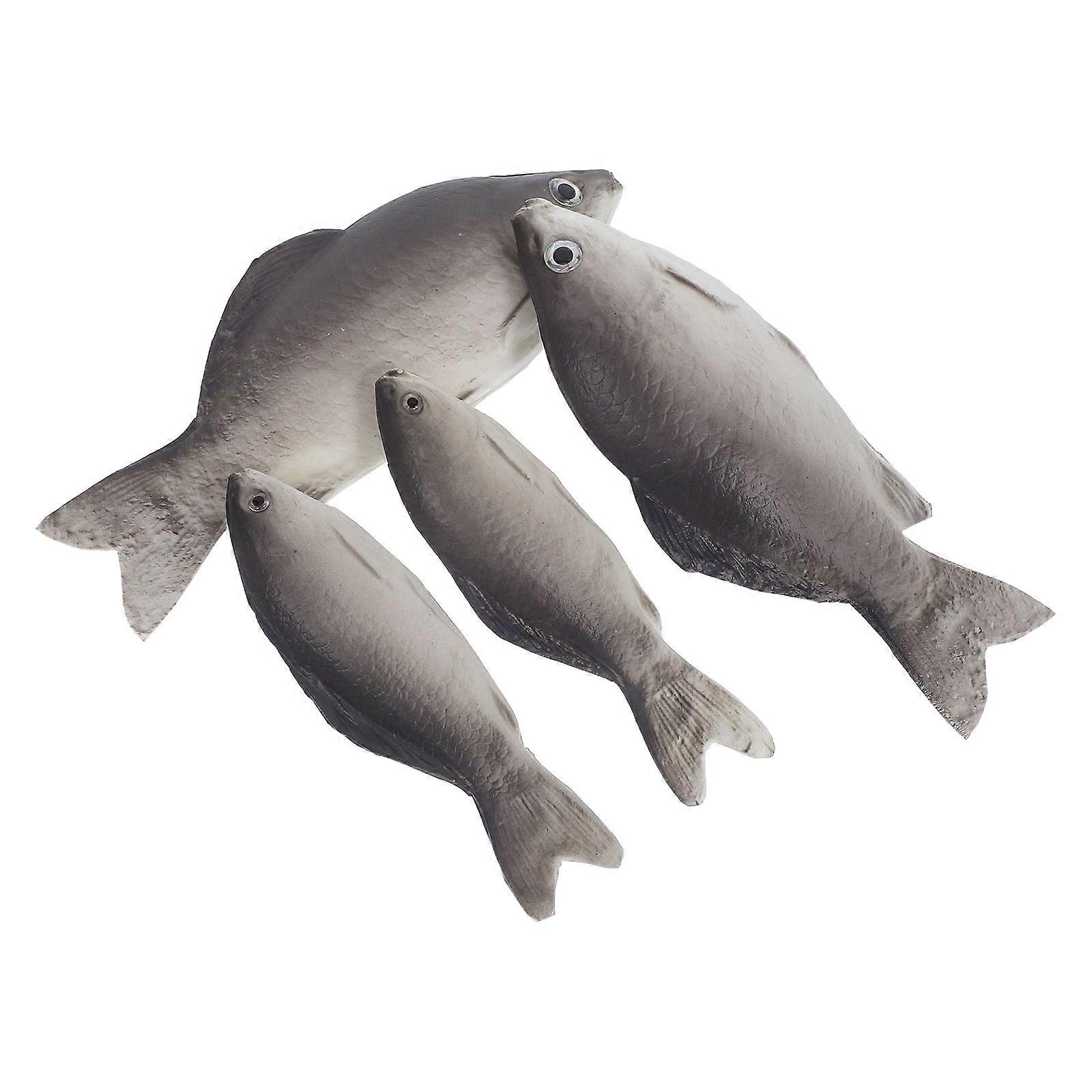 Silver PU Fake Fish Decoration for Kitchen Use 4Pcs Realistic Fish Props