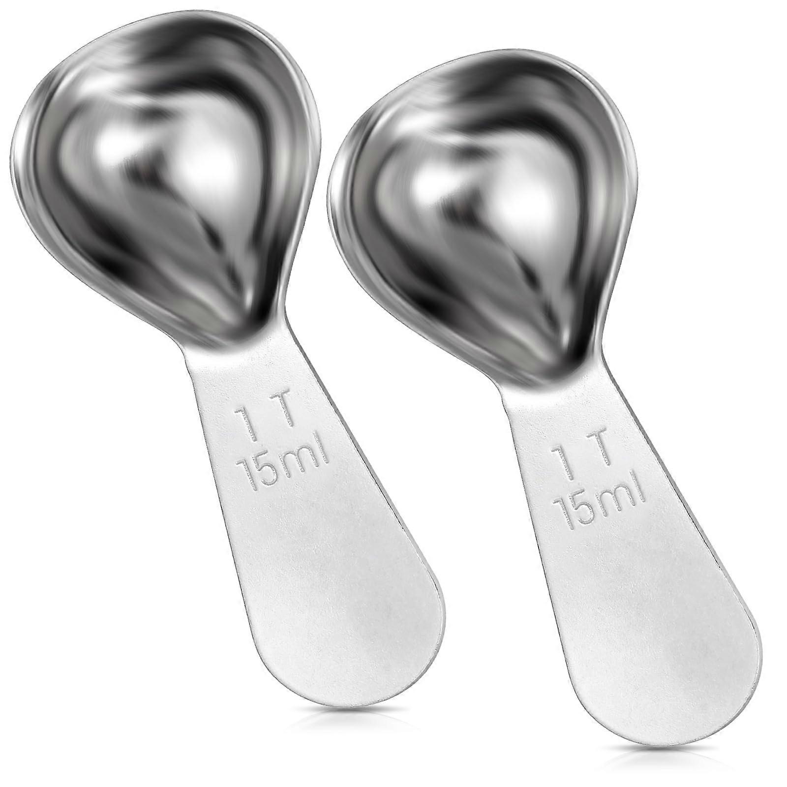 Coffee Measuring Spoon Set 2pcs 15ml Stainless Steel 1 Tablespoon Short Handle for Canisters