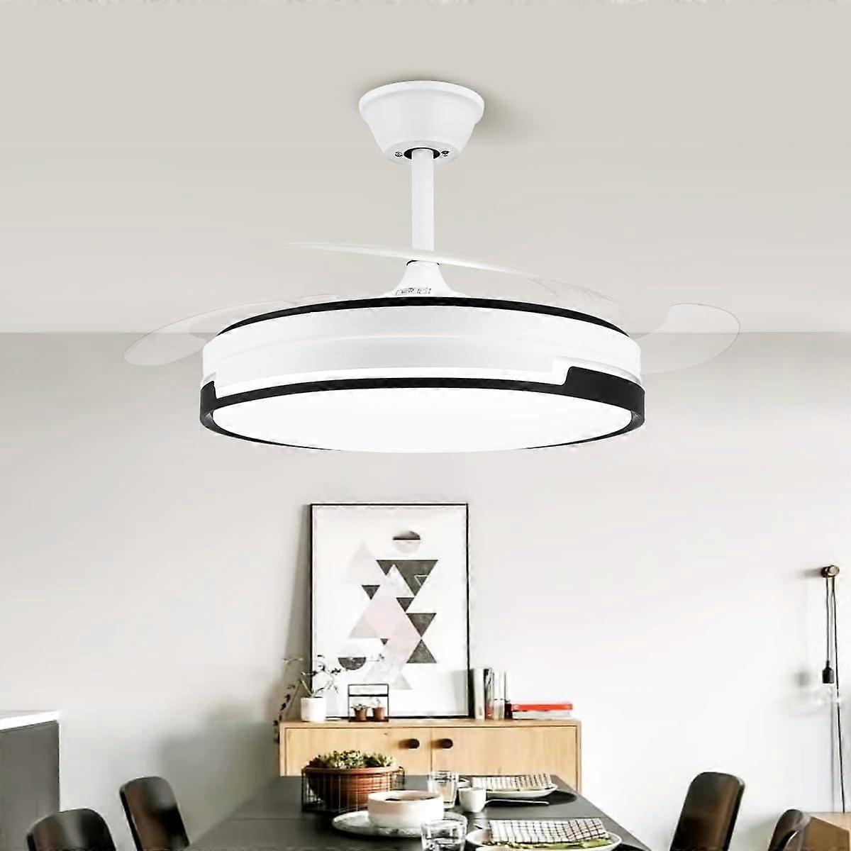 Retractable Ceiling Fan with Light and Remote, Quiet DC Motor, Dimmable LED, 3 Colors, 6 Speeds