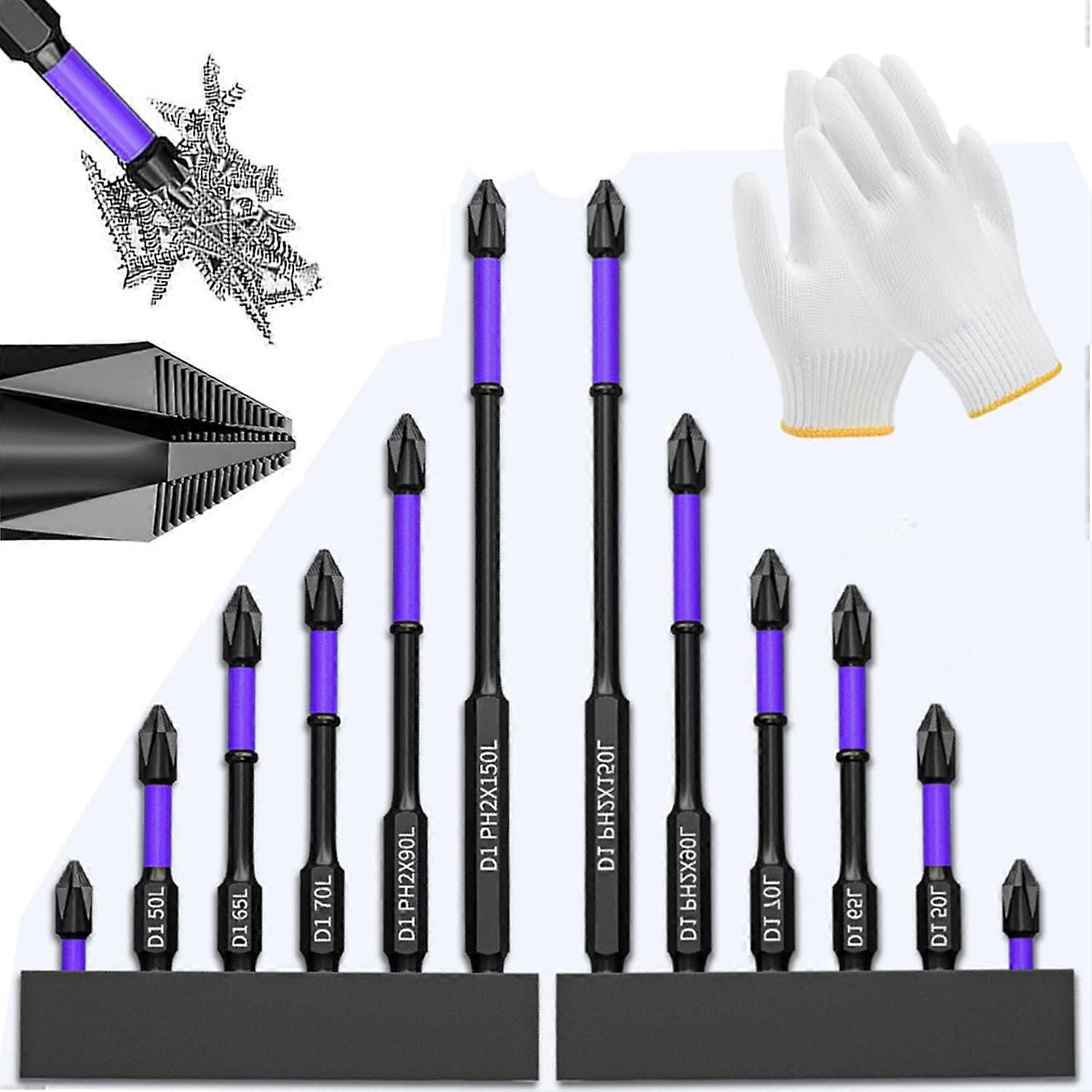 Magnetic Screwdriver Bit Set 12Pcs, Strong Magnetic Hold, AntiSlip, Impact Driver Bit Set