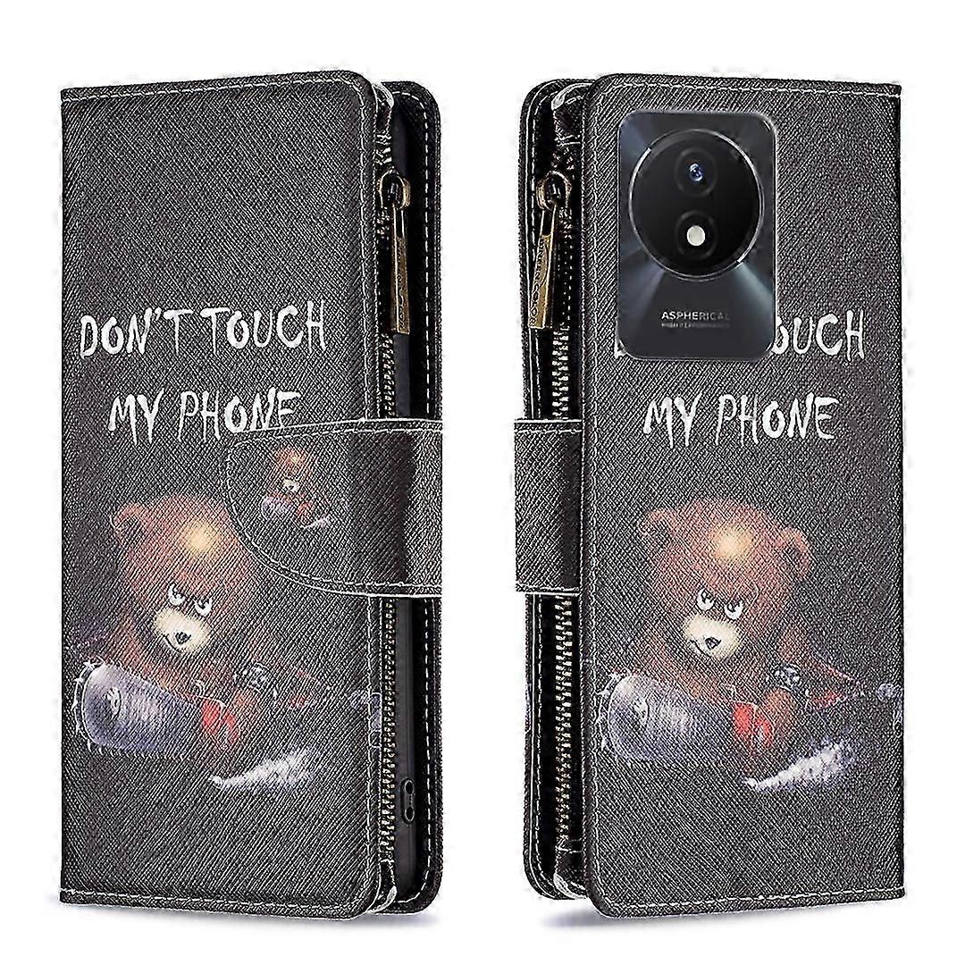 Y02 4G Colored Drawing Pattern Zipper Leather Phone Case