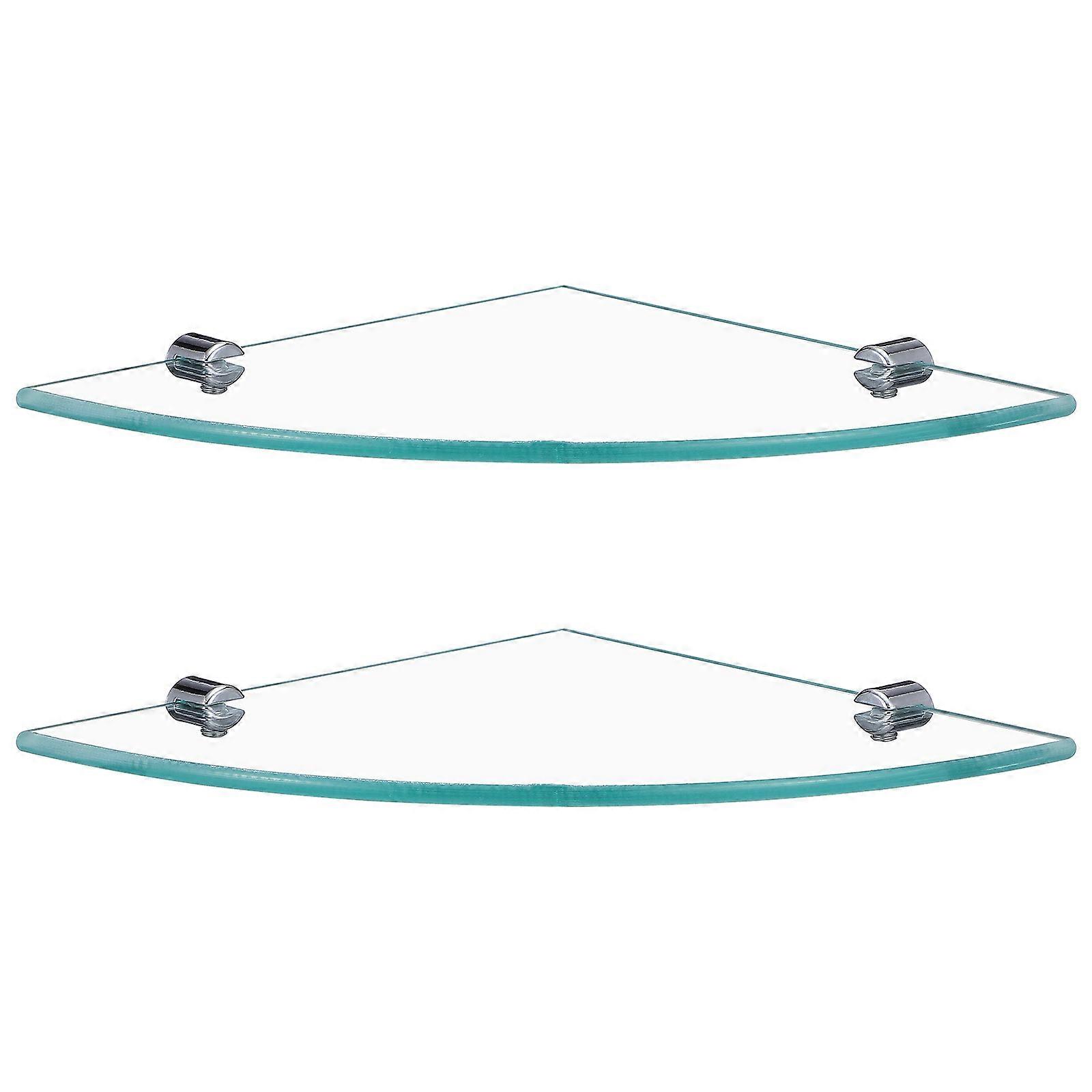 Bathroom Corner Shelf Glass Wall Mount Storage Holder 6Pcs Triangle Rack