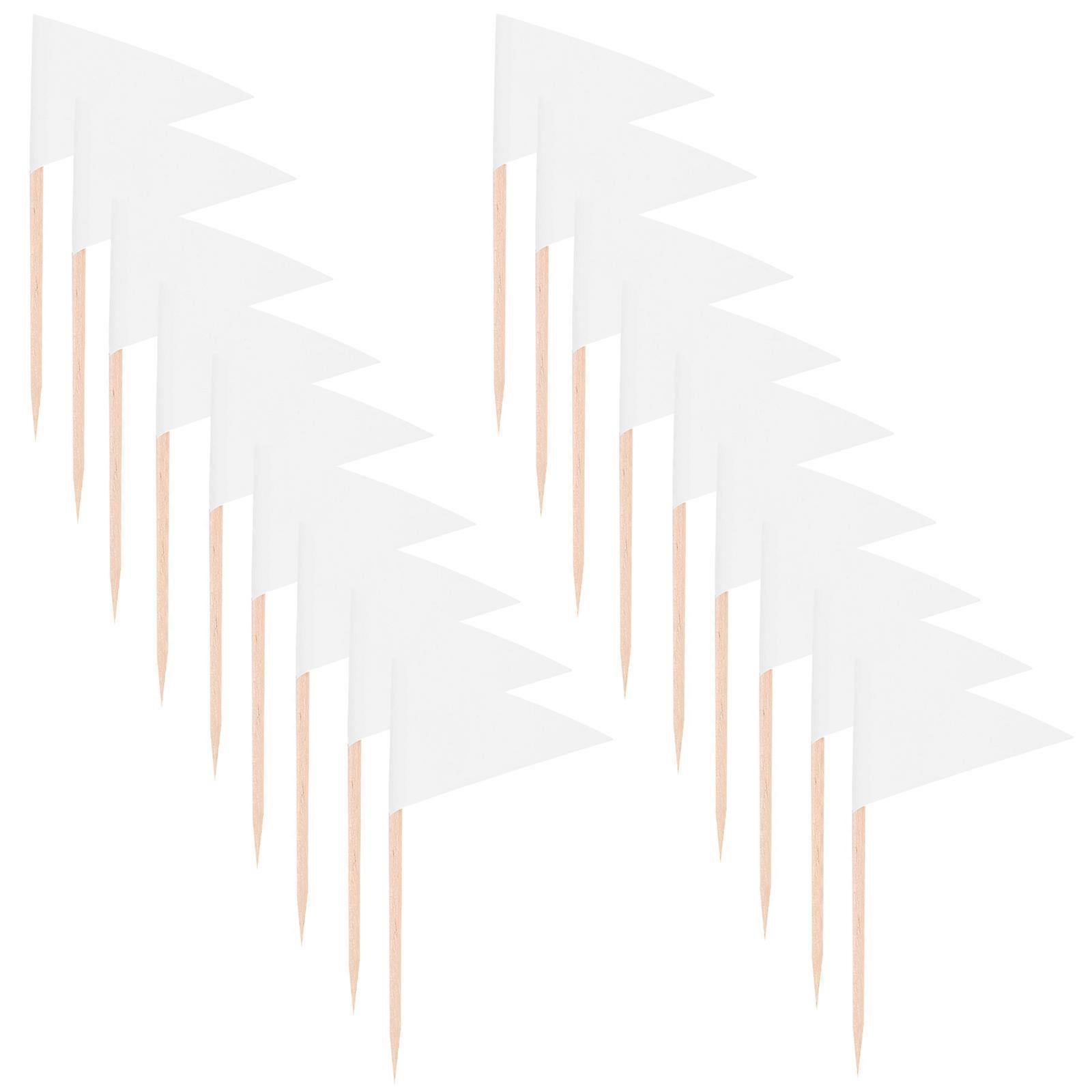 White Solid Toothpick Flags for Decor 100Pcs Mini Triangle Flags for Cupcakes