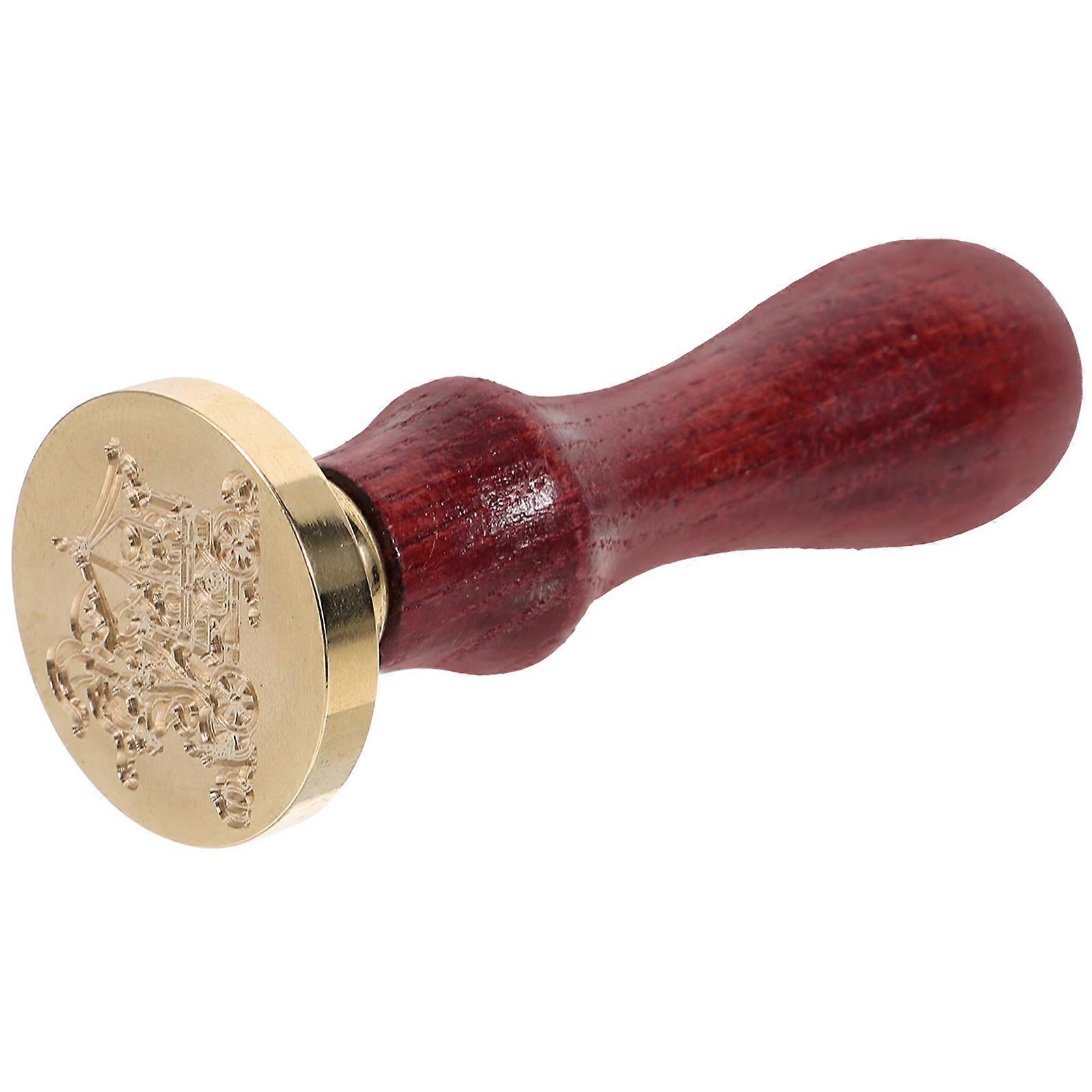 Wax Seal Stamp Retro Sun Pattern Sealing DIY Projects 8.5x3cm Brown 1Pcs