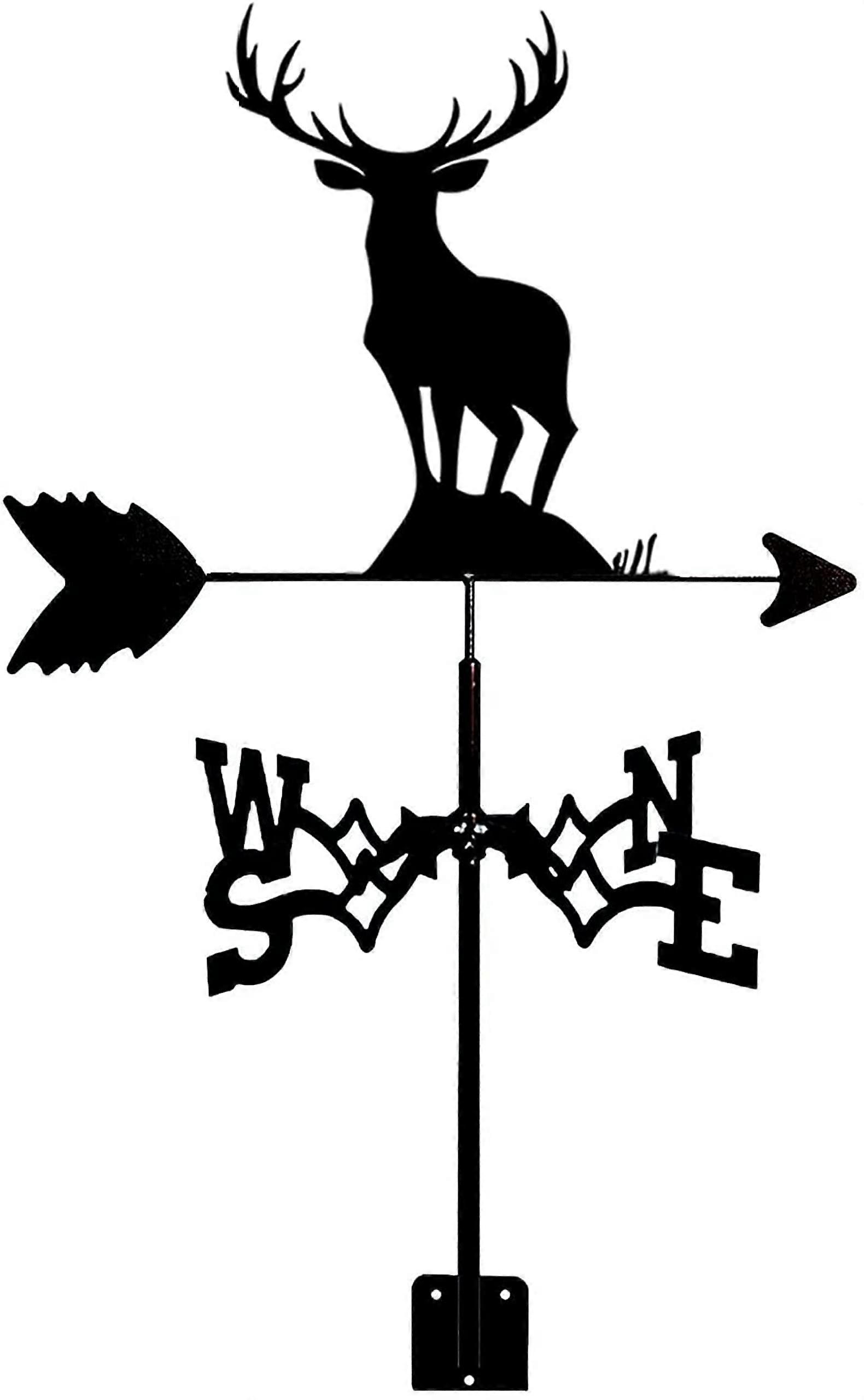 Weather Vane Deer Metal Wind Direction Indicator with RustResistant Coating for Garden Patio Yard