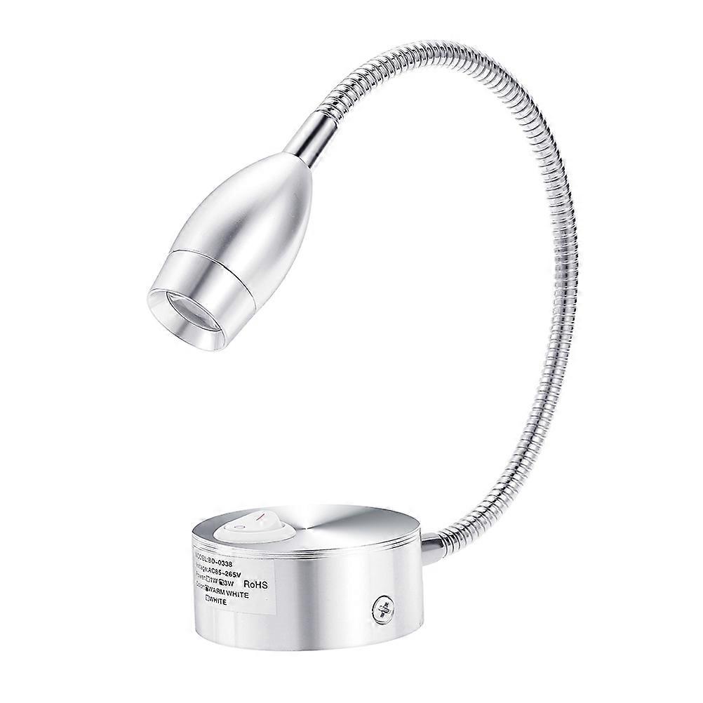 Silver Gooseneck Wall Light for Reading with Adjustable Arm