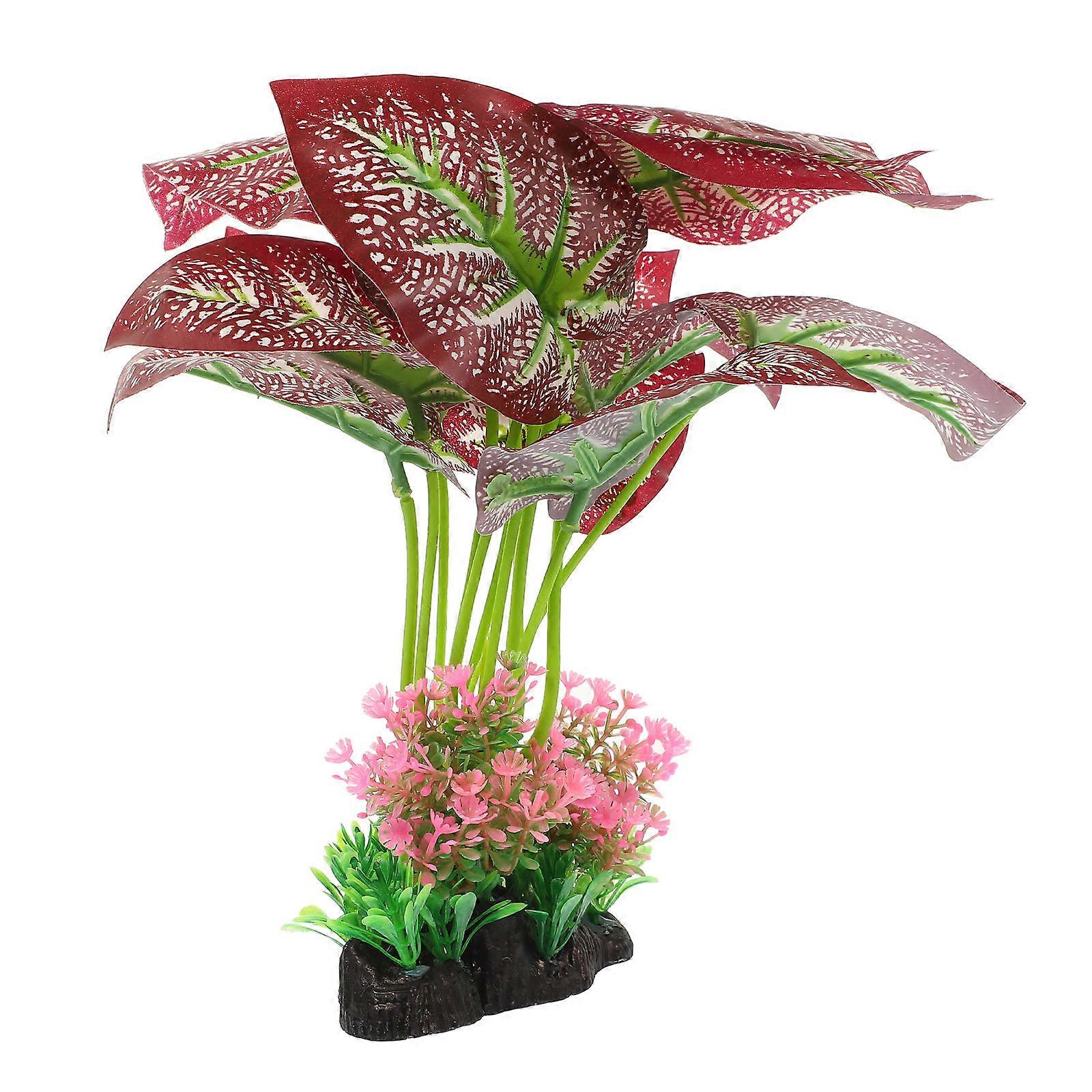 Artificial Aquarium Plant Dark Red Simulation Plastic Plant Adornment