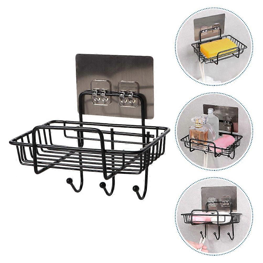 Bathroom Soap Holder Wall-Mounted Iron Rack with Hook 1Pcs Use