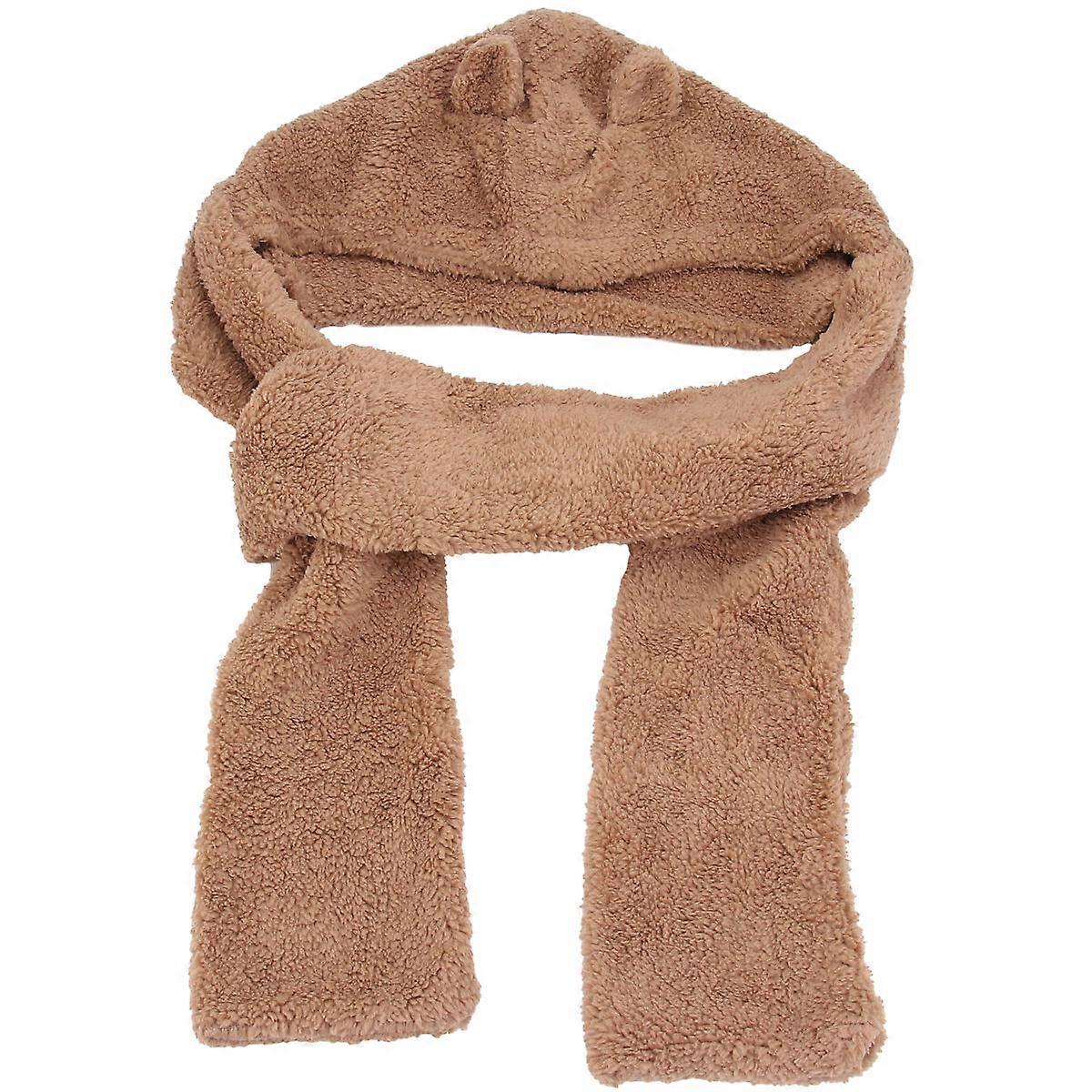 Winter Scarf Bear Ear Plush Scarf Thickened Warm for Winter Use