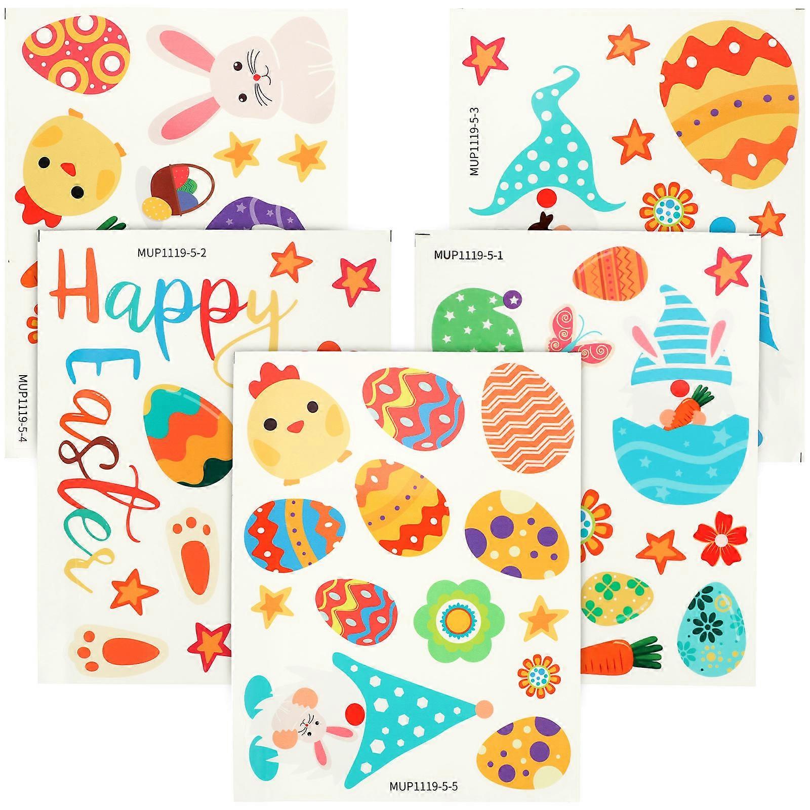Easter Stickers Luminous Gnome Decals for Decor 5Sets Assorted Color
