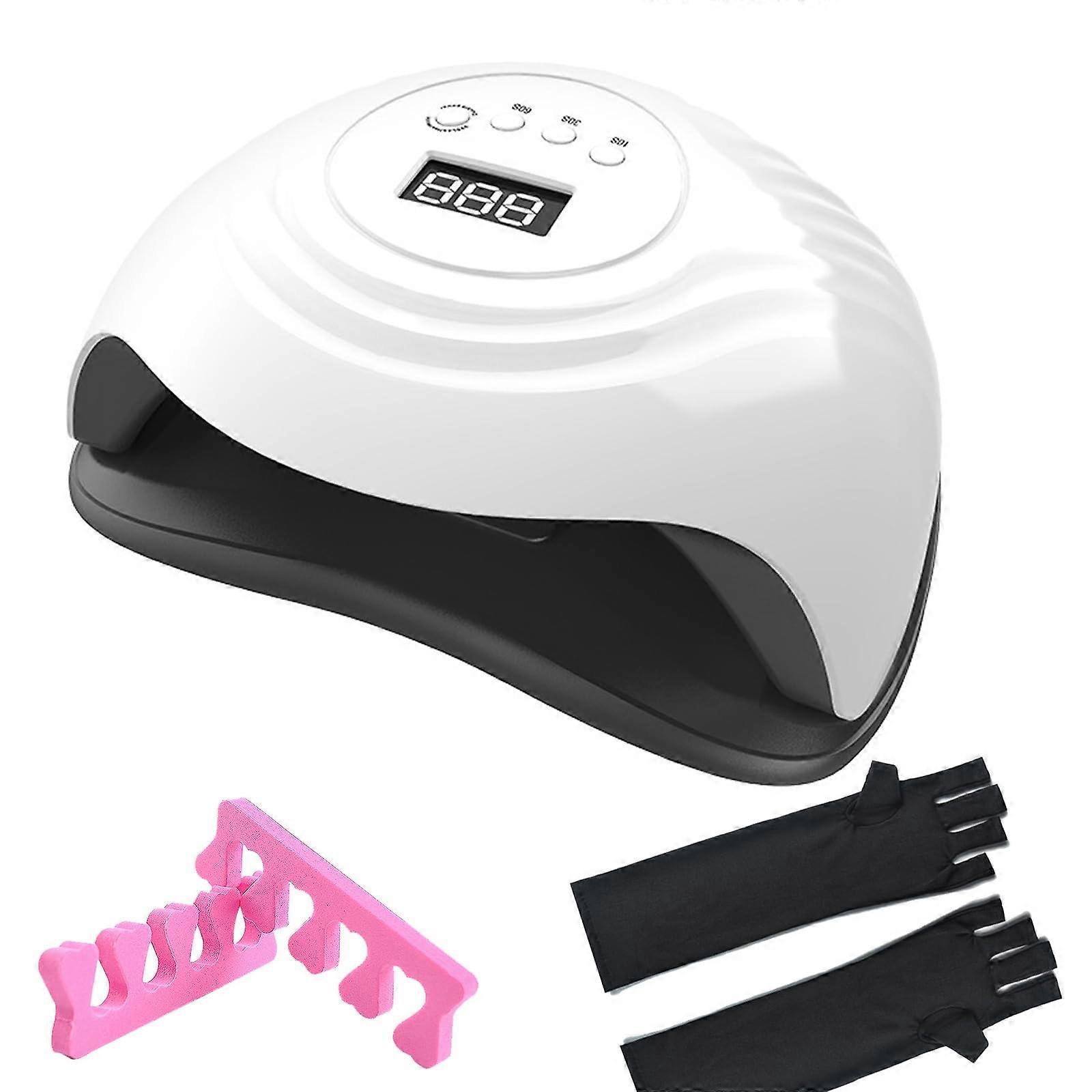 UV LED Nail Lamp with Timer for Gel Nails, Fast Curing, UV Gloves and Toe Separators