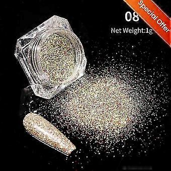 Glänzendes silbernes Nagelglitzerpulver, weiße Farbe, Chromglitzerpigmentstaub, irisierender Nagellack, Dekoration 105 25-26
