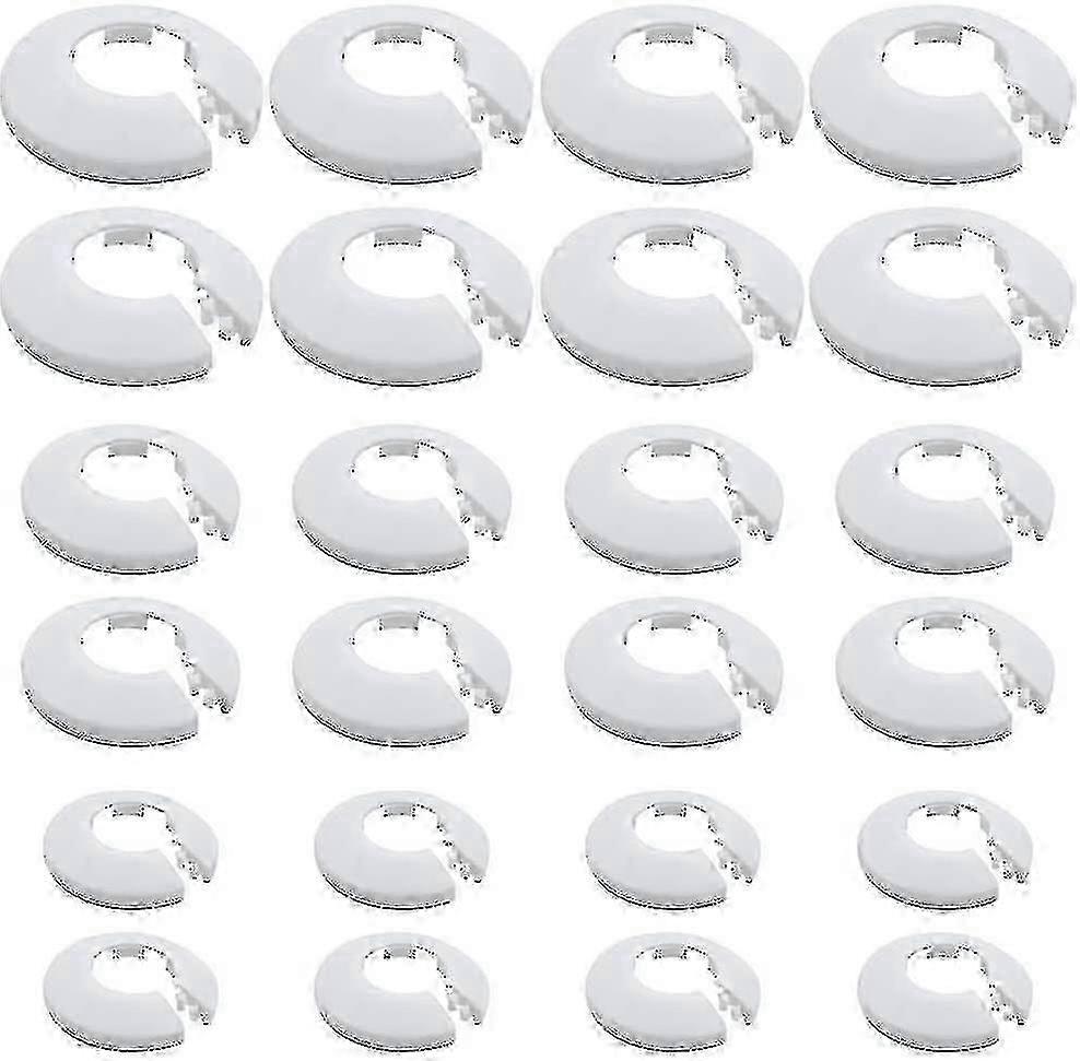(24 Pieces) Pipe Collars White Plastic Radiator Pipe Covers Wall Flange Easy - JZ