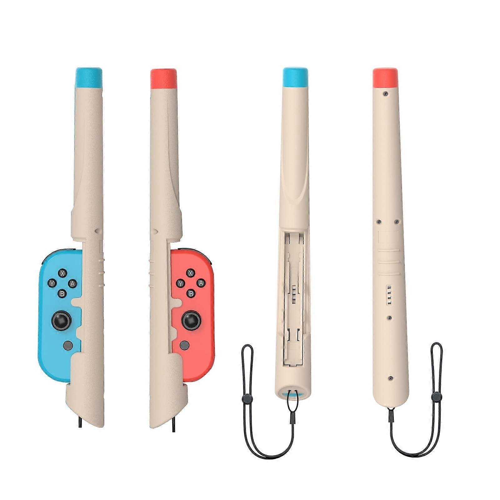 Drumsticks Set with Weighted Design and Adjustable Strap for Rhythm Games, White for Nintendo Switch OLED