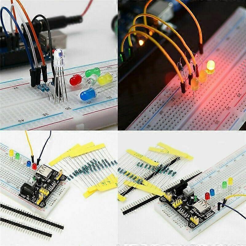 Starter Kit with 830 Point Breadboard and Jumper Wires for Arduino Electronics Projects