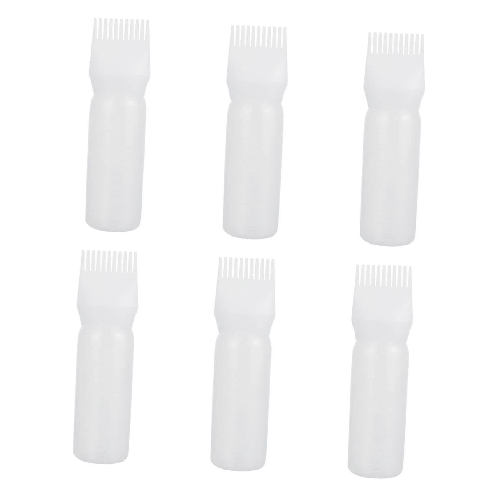 6pcs Hair Dye Root Comb Applicator Bottles with Graduated Scale for Precise Root Coloring