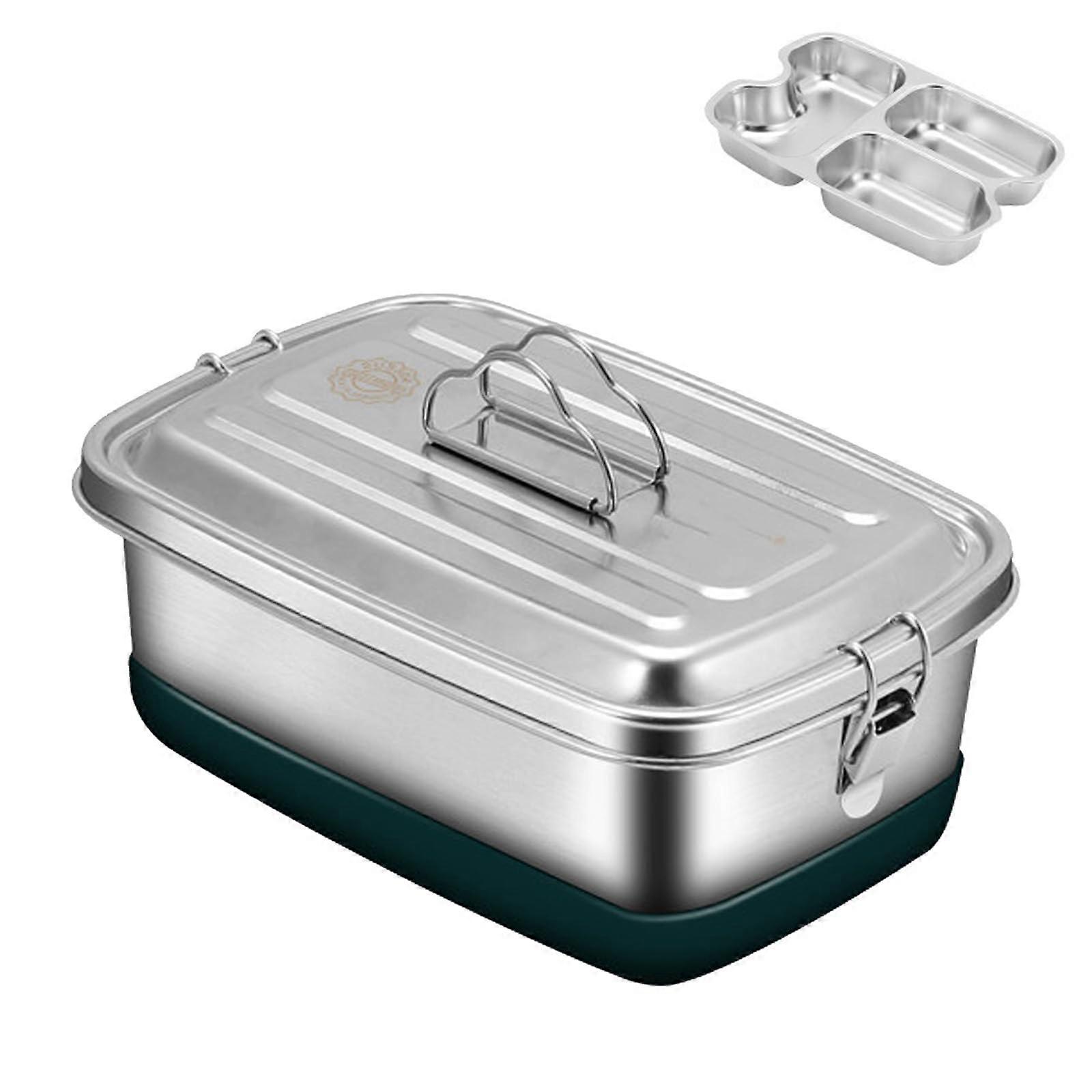 Stainless Steel Lunch Box, Double Layer Bento Container with LeakProof Lid for School and Work