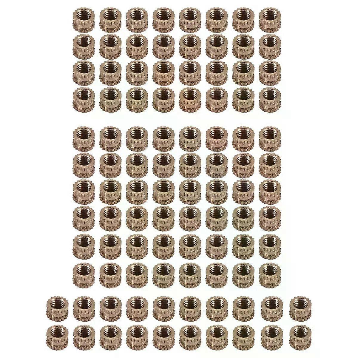 M3 x 3mm Female Thread Brass Knurled Threaded Insert Embedment Nuts 100PCS A005
