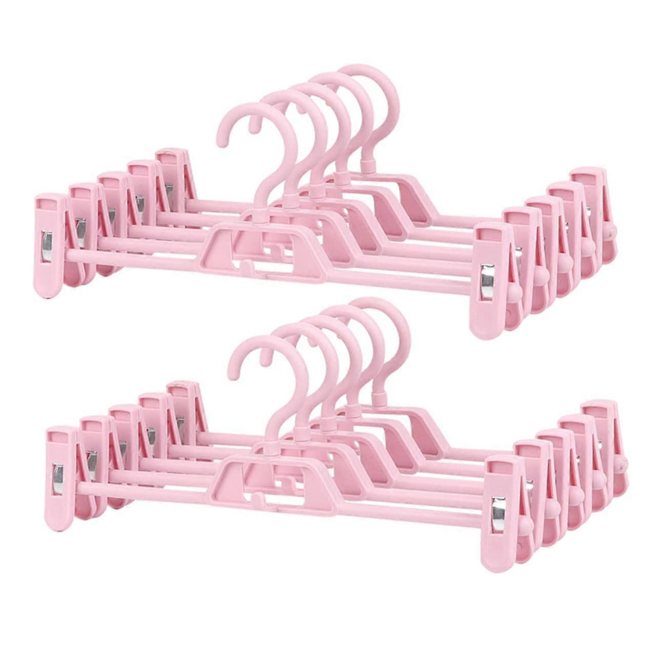 10pcs Adjustable NonSlip Pants Hangers with Clips SpaceSaving Drying Rack for Closet Laundry